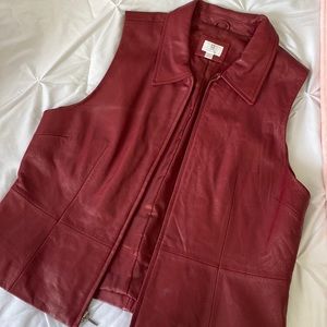 Red leather vest